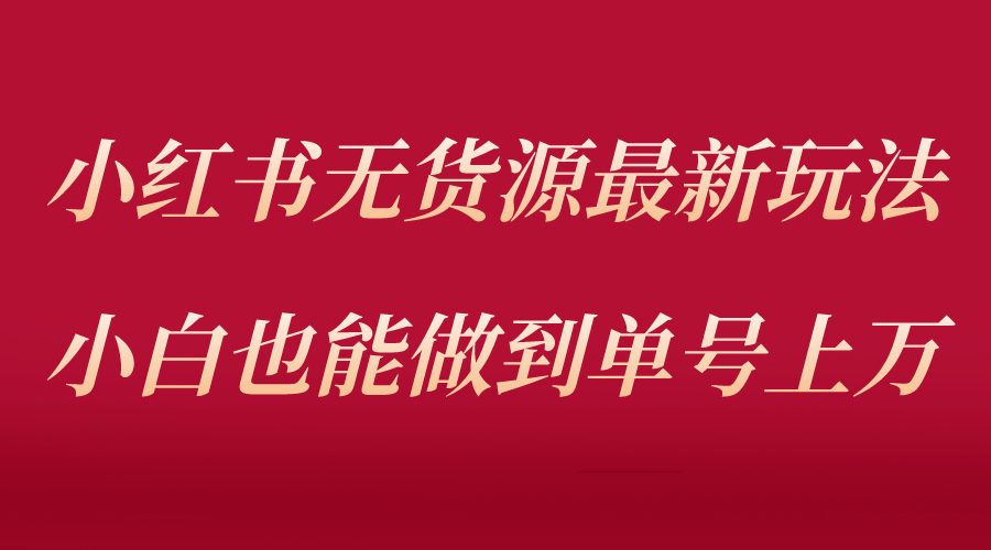 小红书无货源最新螺旋起号玩法，电商小白也能做到单号上万（价值3980）-159e资源网