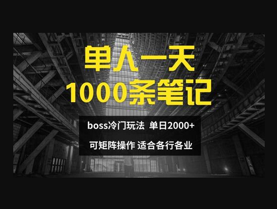 负债市场单人一天1000条笔记，日入2000+，BOSS直聘的正确玩法-159e资源网
